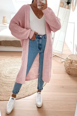Dusty Oversized Balloon Sleeve Knitted Cardigan