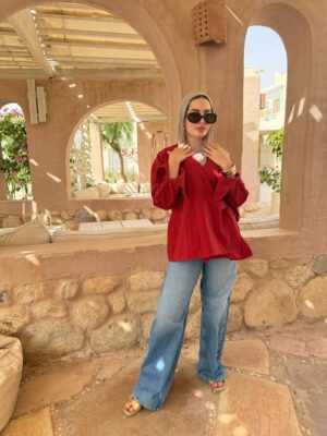 Red Linen Chemise one size